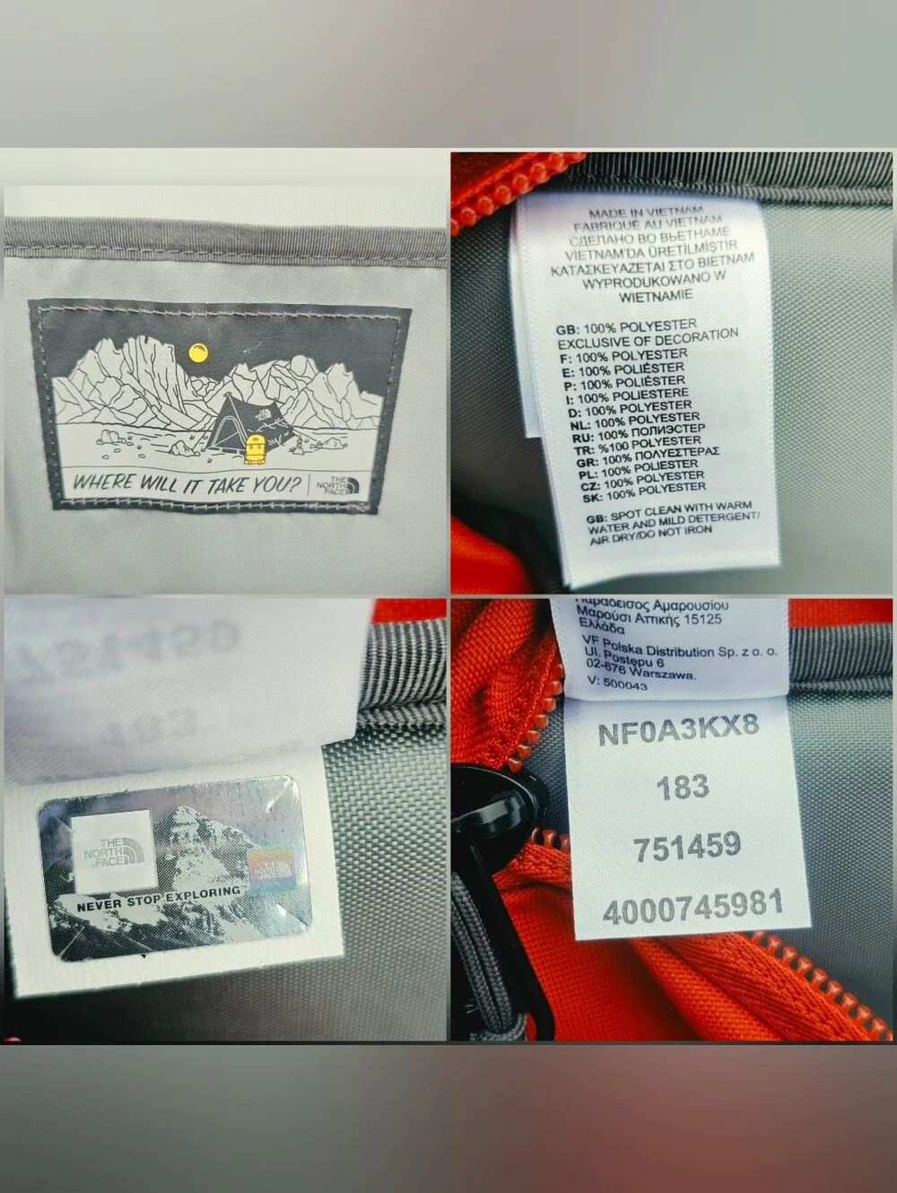 The North Face Connector Backback Orange Octane Fitness Hiking Travel Laptop Bag